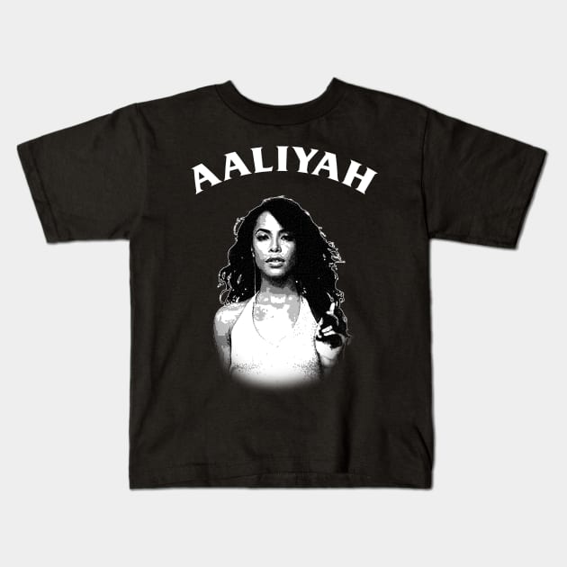 Aaliyah - Engraving Style Kids T-Shirt by Parody Merch